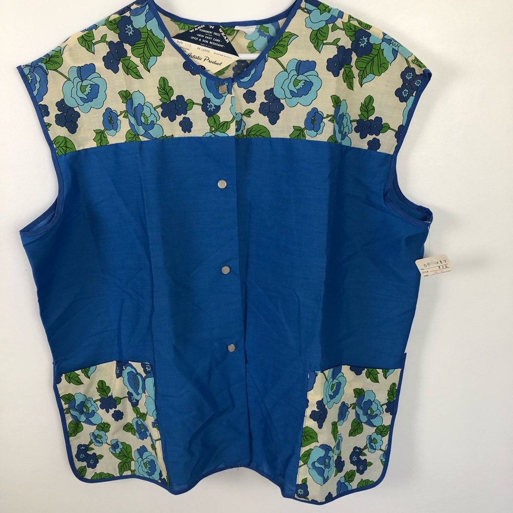 Vintage 70’s Art Smock Top Artistic Product Floral 2X NWT NEW Snap Closure